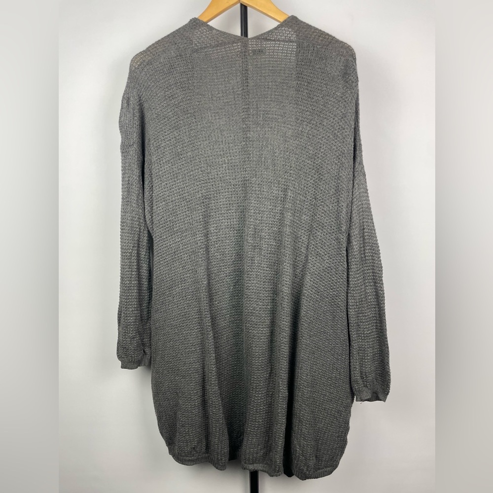 Oak + Fort Gray Open Knit Oversized Open Front Slouchy Cardigan with Pockets - Picture 6 of 6